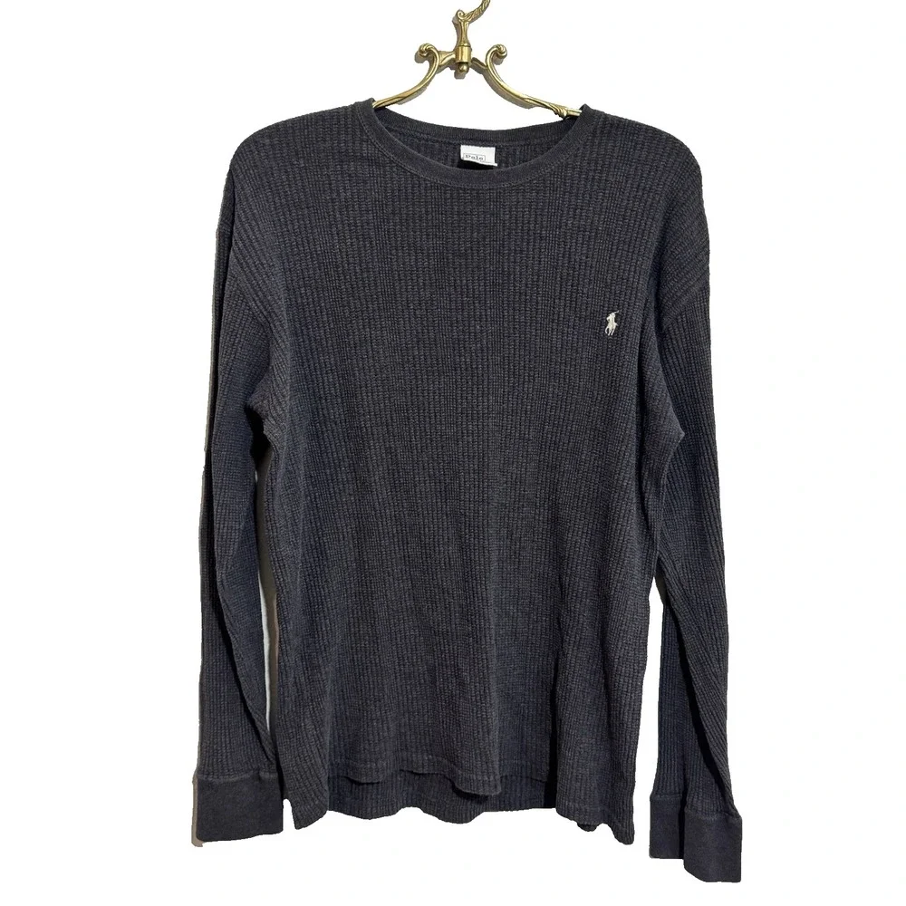 Polo Ralph Lauren Sleepwear Long Sleeve Waffle Knit Thermal Shirt Gray Men's M
